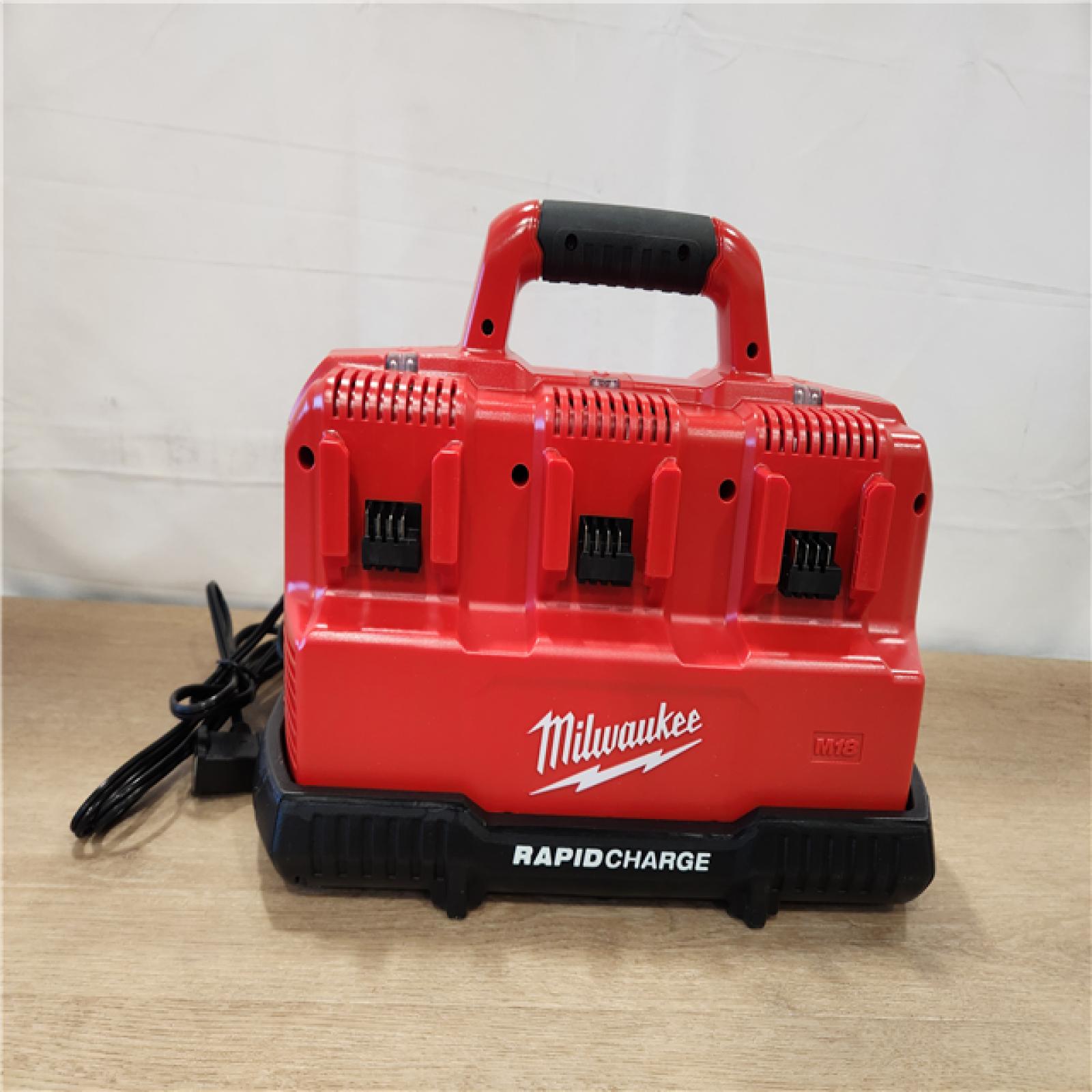 AS-IS- Milwaukee 12-Volt/18-Volt Lithium-Ion Multi-Voltage 6-Port Sequential Rapid Battery Charger