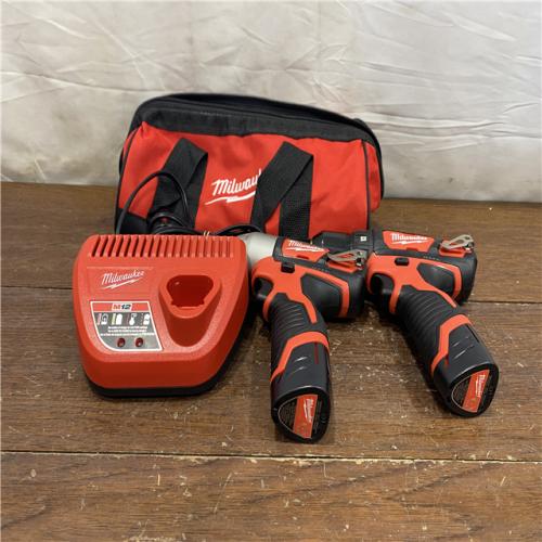 AS-IS Milwaukee M12 12V Lithium-Ion Cordless Drill Driver/Impact Driver Combo Kit with Two 1.5Ah Batteries, Charger and Bag (2-Tool)