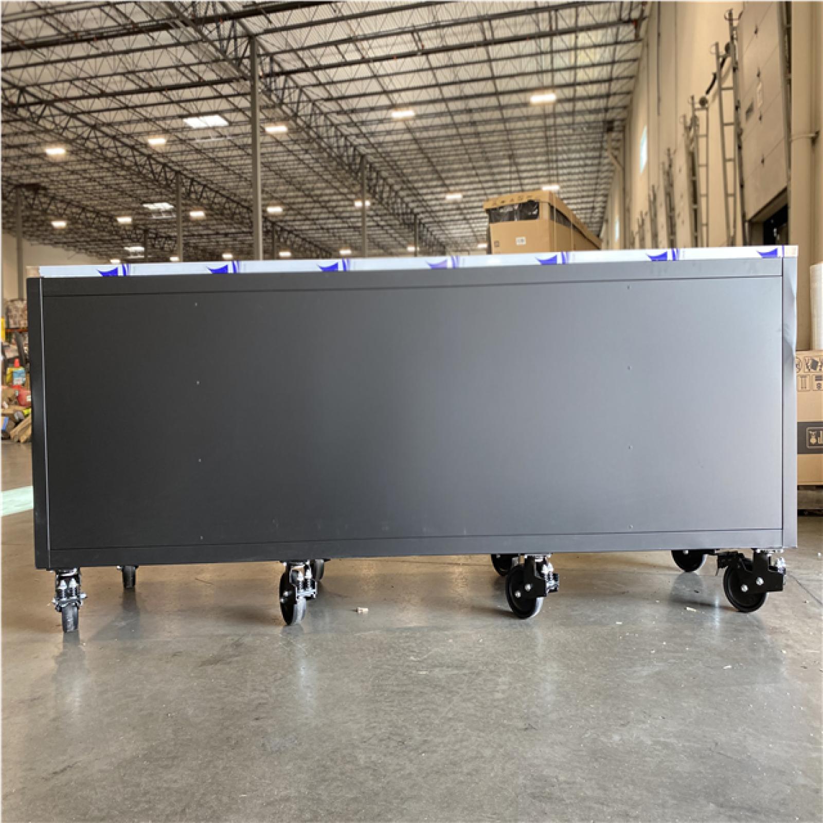 DALLAS LOCATION - AS-IS HUSKY 108 in. W x 24 in. D 9-Drawer Heavy-Duty Mobile Workbench with Stainless Steel Top/Matte Black