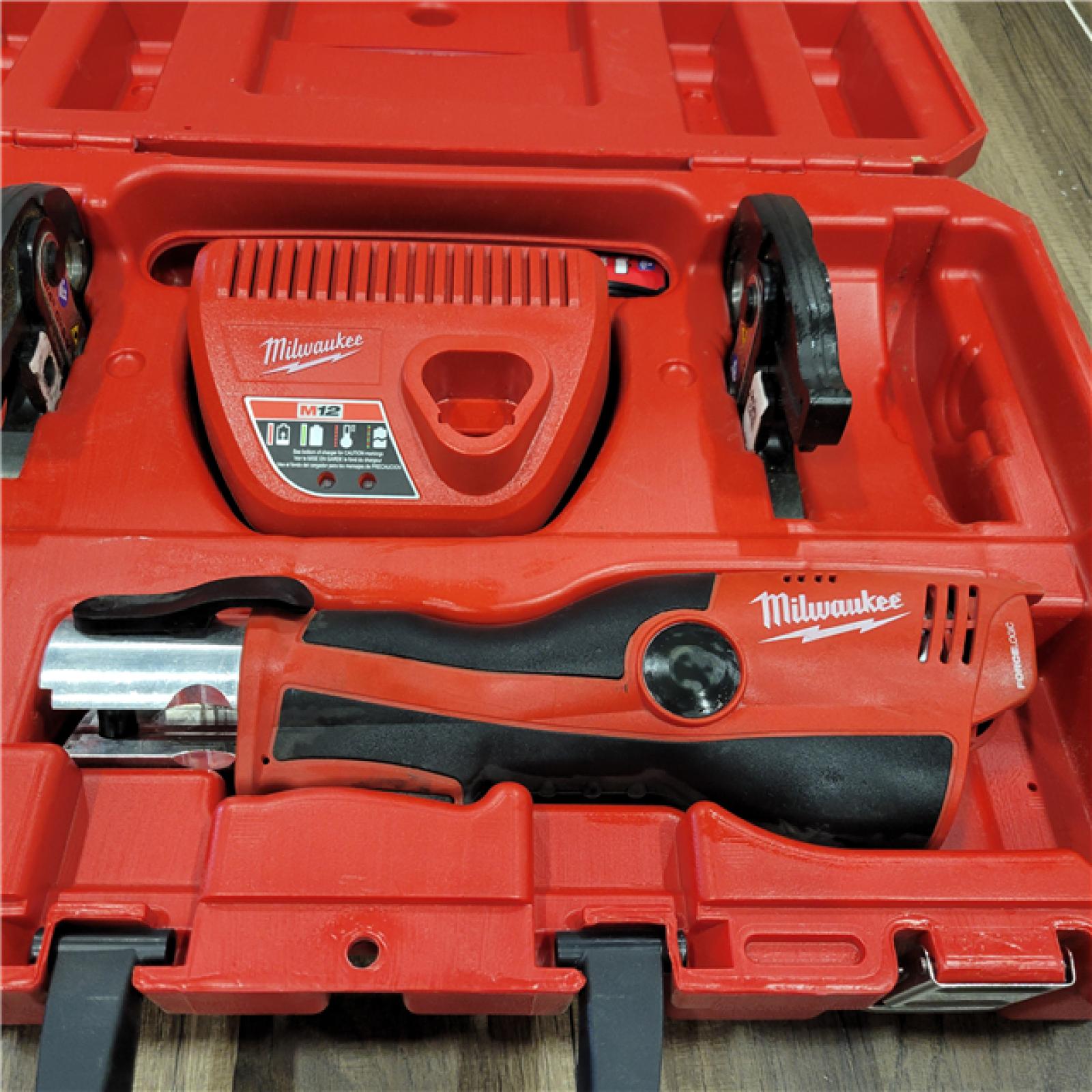 AS-IS Milwaukee  M12 12-Volt Lithium-Ion Force Logic Cordless Press Tool Kit (3 Jaws Included)  1.5 Ah Battery and Hard Case