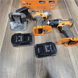 GOOD RIDGID 18v 2 Tool Combo Kit 1/2 Drill/Driver 1/4 Impact Driver