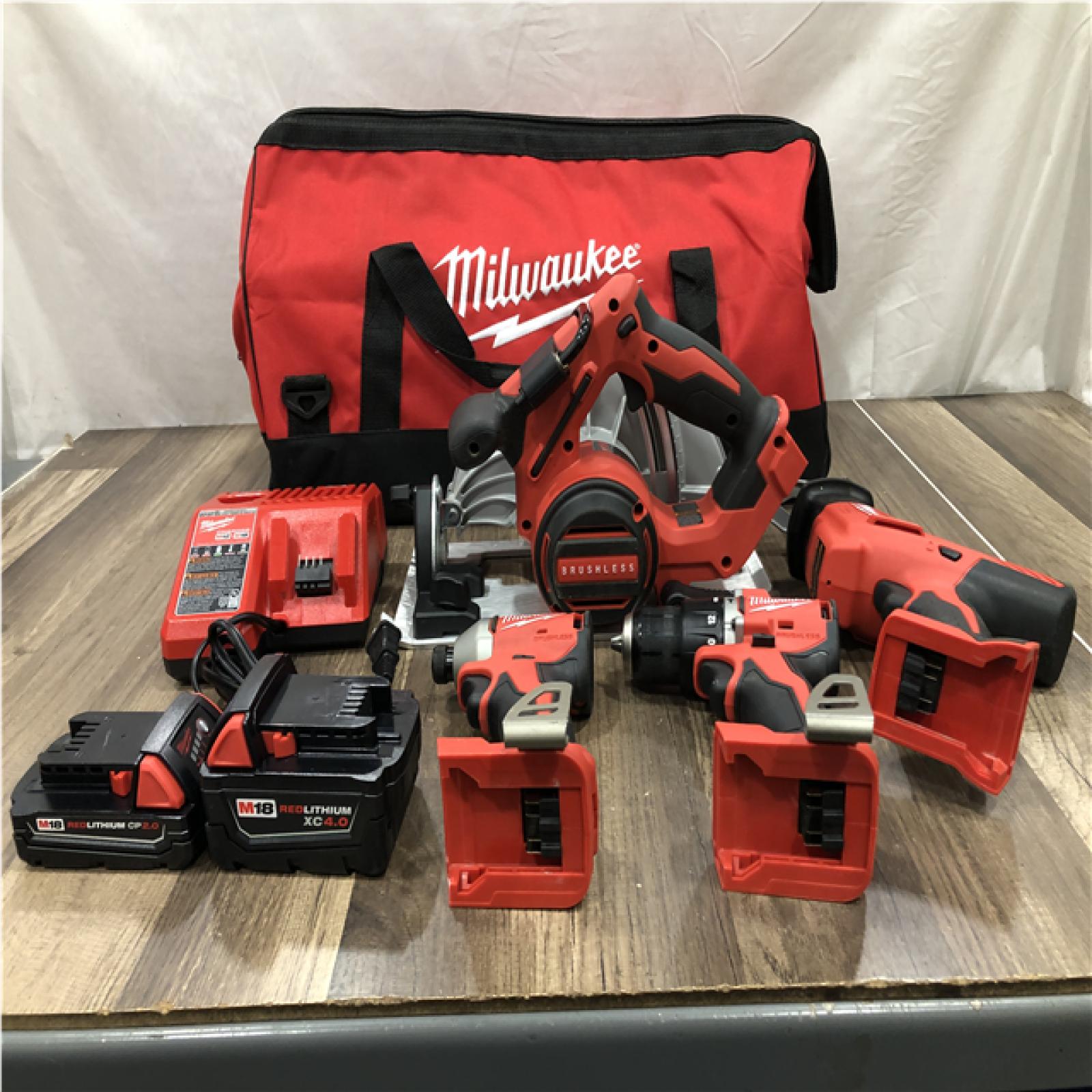AS-IS Milwaukee M18 Cordless Brushless 4 Tool Combo Kit