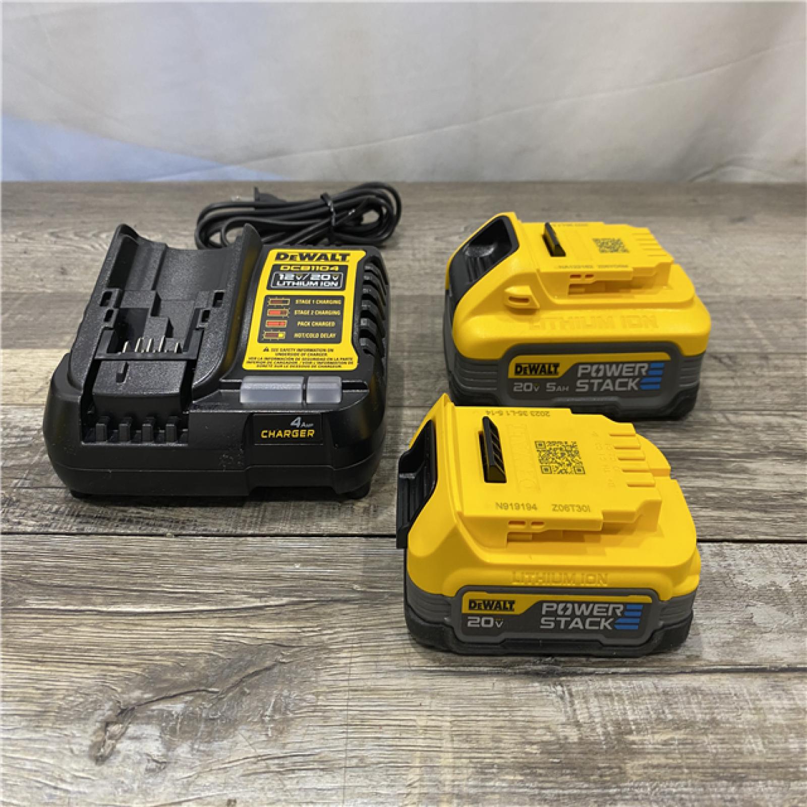 AS-IS DEWALT 20V MAX XR POWERSTACK Lithium-Ion Battery Starter Kit with 5.0Ah and 1.7Ah Batteries and Charger