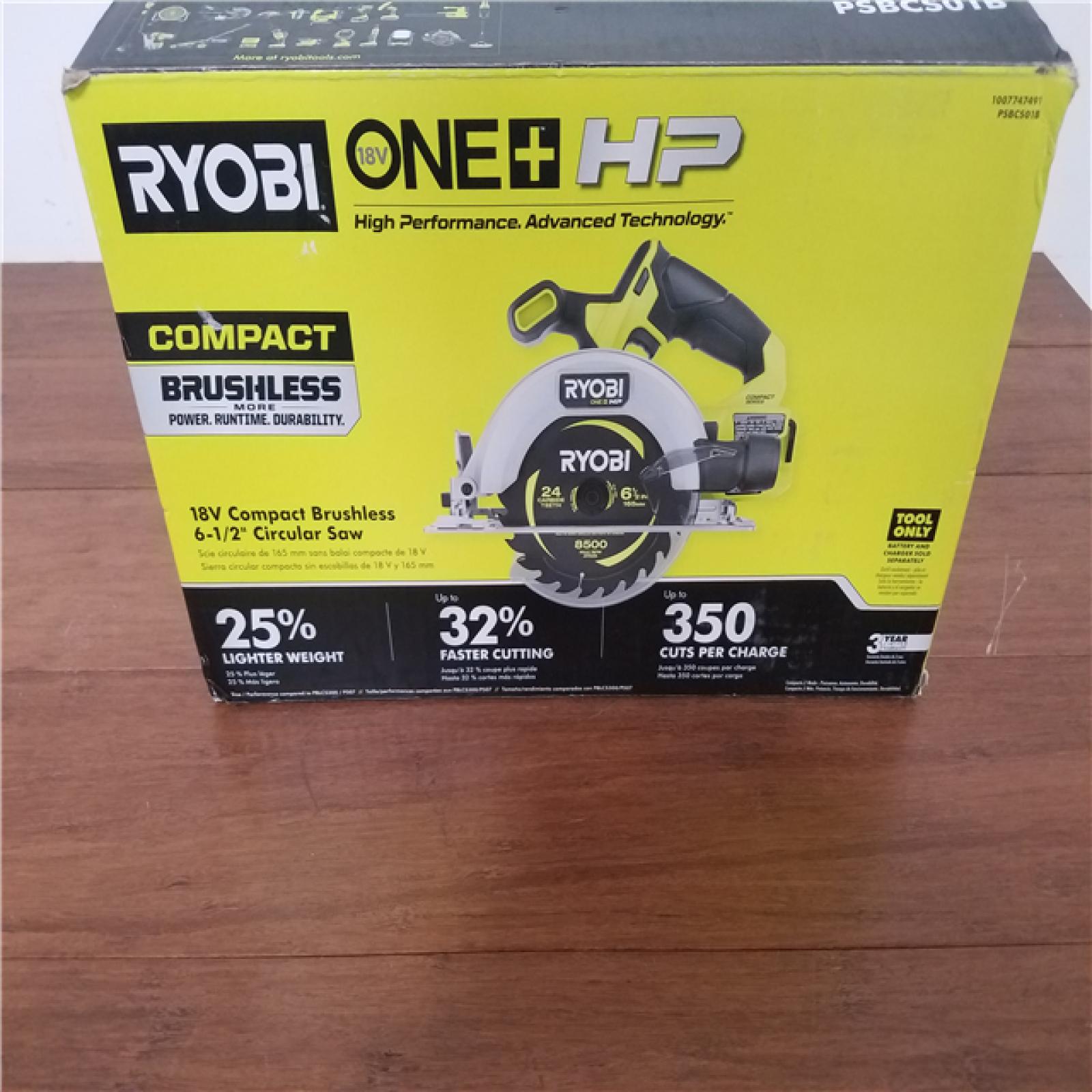 CALIFORNIA AS-IS RYOBI ONE+HP 18V COMPACT BRUSHLESS 6-1/2CIRCULAR SAW (TOOL ONLY)