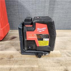 HOUSTON LOCATION - AS-IS MILWAUKEE 100 Ft. REDLITHIUM Lithium-Ion USB Green Rechargeable Cross Line Laser Level with Charger