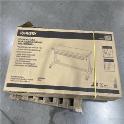 DALLAS LOCATION- AS-IS HUSKY 62IN. WORK TABLE WITH ADJUSTABLE HEIGHT AND 2 DRAWERS