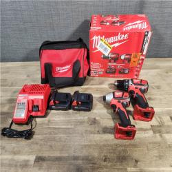 HOUSTON LOCATION - AS-IS Milwaukee 18V Cordless Brushed 2 Tool Drill/Driver and Impact Driver Kit