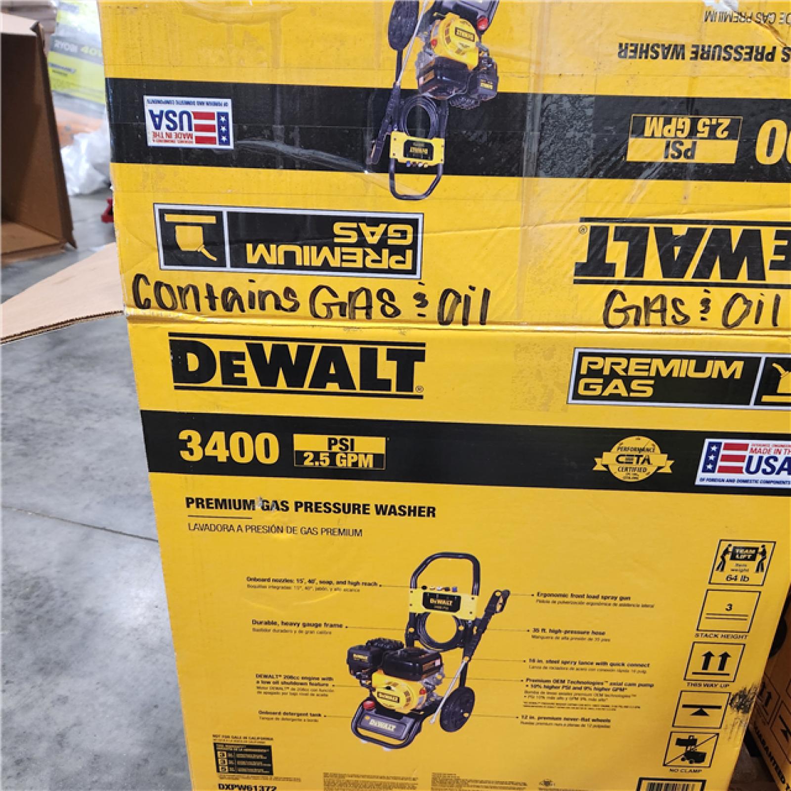 Dallas Location - As-Is DeWALT DXPW61372 3400 PSI Gas Pressure