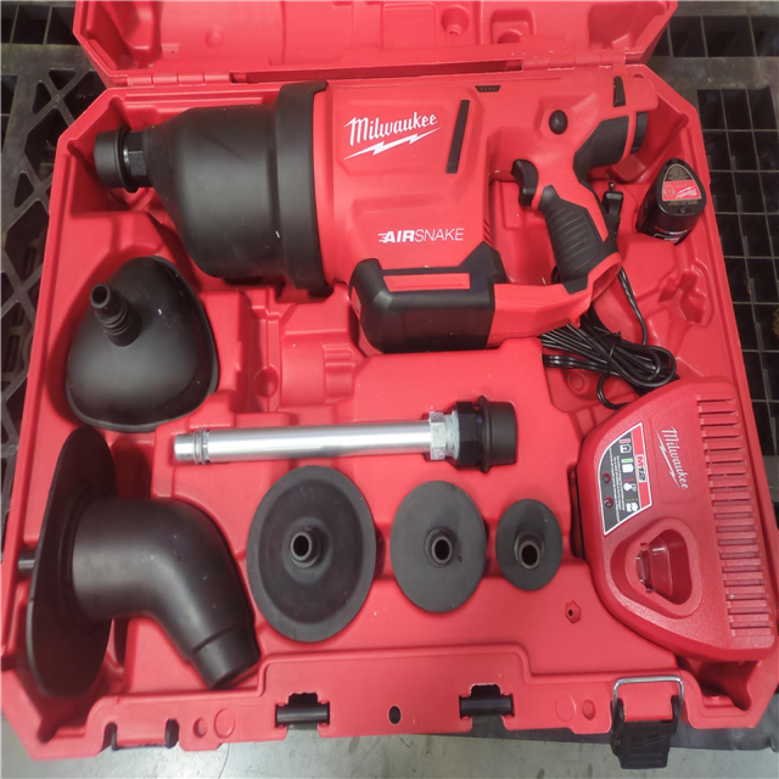 CALIFORNIA AS-IS MILWAUKEE M12 Lithium-Ion Drain Cleaning Airsnake Air Gun Kit w/ 2.0Ah Battery