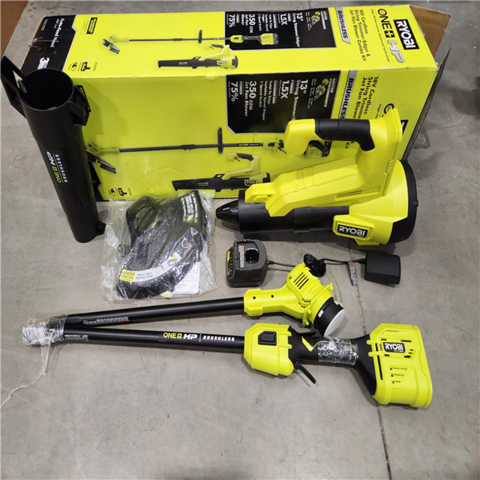 AS-IS RYOBI ONE+ HP 18V Brushless Cordless String Trimmer and Leaf Blower Combo Kit