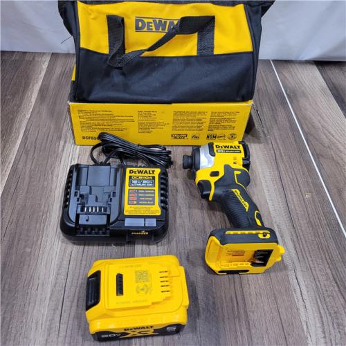 AS-IS DEWALT ATOMIC 20V MAX Lithium-Ion Cordless 1/4 in. Brushless Impact Driver Kit, 5 Ah Battery, Charger, and Bag