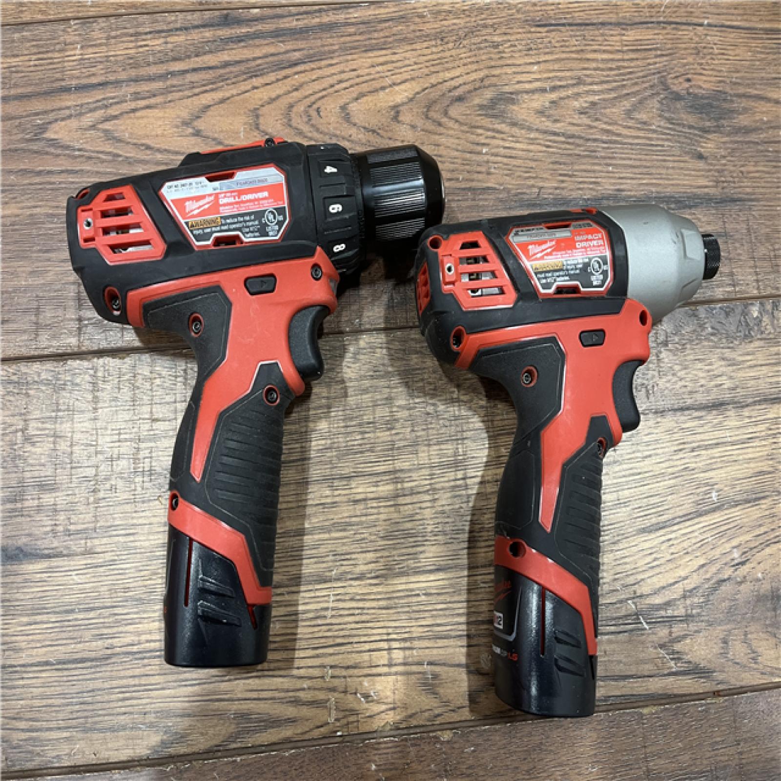 AS-IS M12 12V Lithium-Ion Cordless Drill Driver/Impact Driver Combo Kit with Two 1.5Ah Batteries, Charger and Bag (2-Tool)