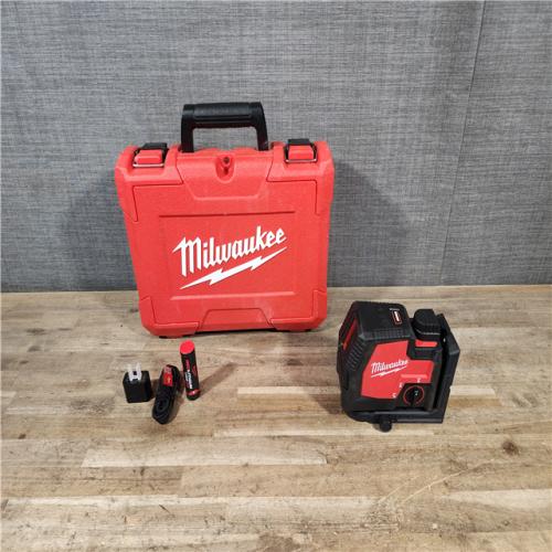 HOUSTON LOCATION - AS-IS Milwaukee 100 ft. REDLITHIUM Lithium-Ion USB Green Rechargeable Cross Line Laser Level Kit