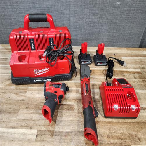 Houston Location AS-IS Milwaukee Impact and Electric Ratchet and Rapid Charger and Batteries QTY/2 with Charger