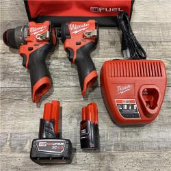 AS-IS Milwaukee FUEL 12-Volt Lithium-Ion Brushless Cordless Hammer Drill and Impact Driver Combo Kit