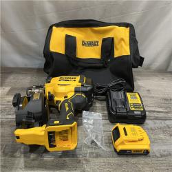 AS-IS DEWALT 20V MAX Lithium-Ion 15-Degree Electric Cordless Roofing Nailer Kit