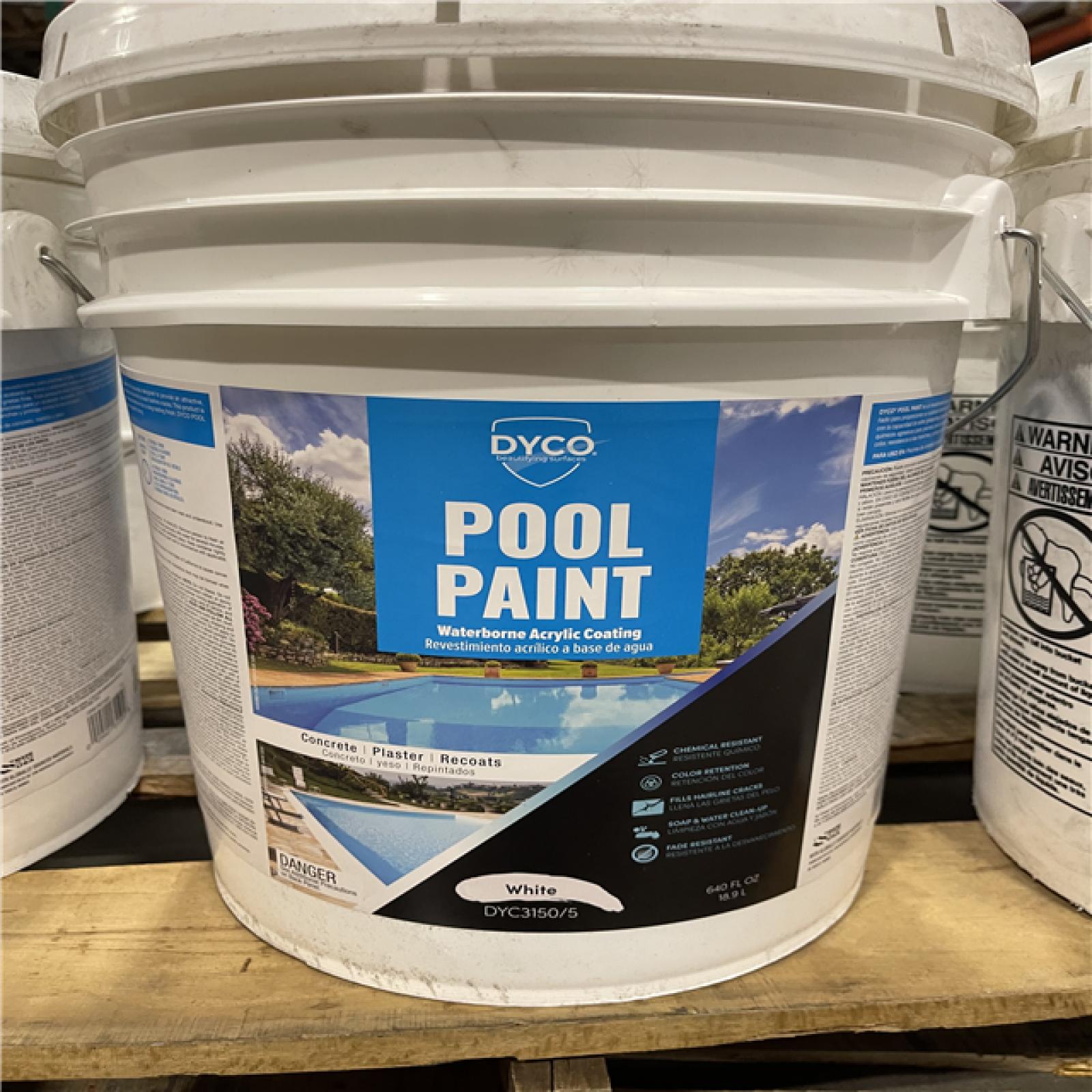 DALLAS LOCATION - DALLAS LOCATION -Dyco Pool Paint 5 Gal. 3150 White Semi-Gloss Acrylic Exterior Paint PALLET- (10 UNITS)