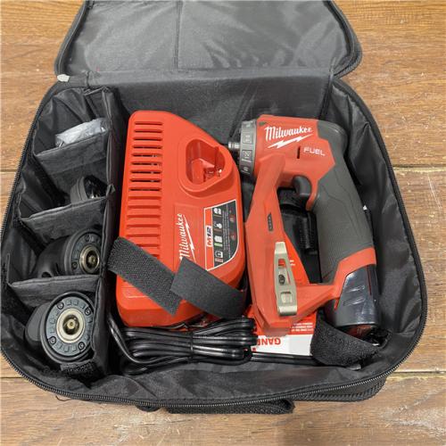 AS-IS Milwaukee 2505-22 M12 FUEL Lithium-Ion 3/8 in. Cordless Installation Drill Driver Kit (2 Ah)
