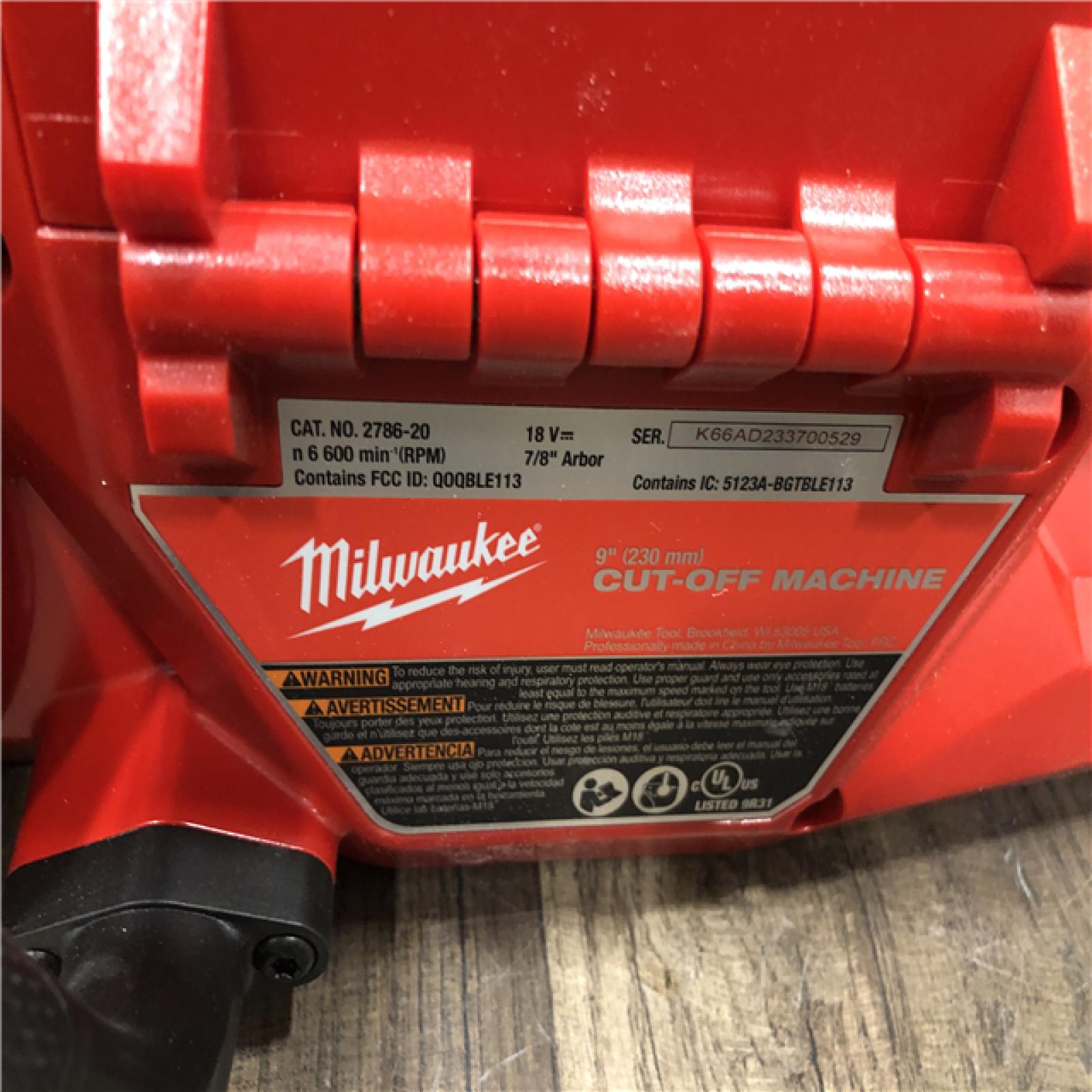 AS-IS Milwaukee FUEL ONE-KEY 18V Lithium-Ion Brushless Cordless 9 in. Cut Off Saw (Tool-Only)