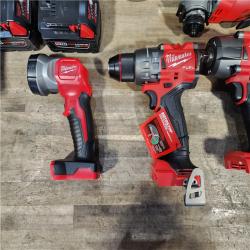 HOUSTON LOCATION - AS-IS (APPEARS LIKE NEW) Milwaukee M18 FUEL 18V Lithium-Ion Brushless Cordless Combo Kit with Two 5.0 Ah Batteries  1 Charger  2 Tool Bags (7-Tool)
