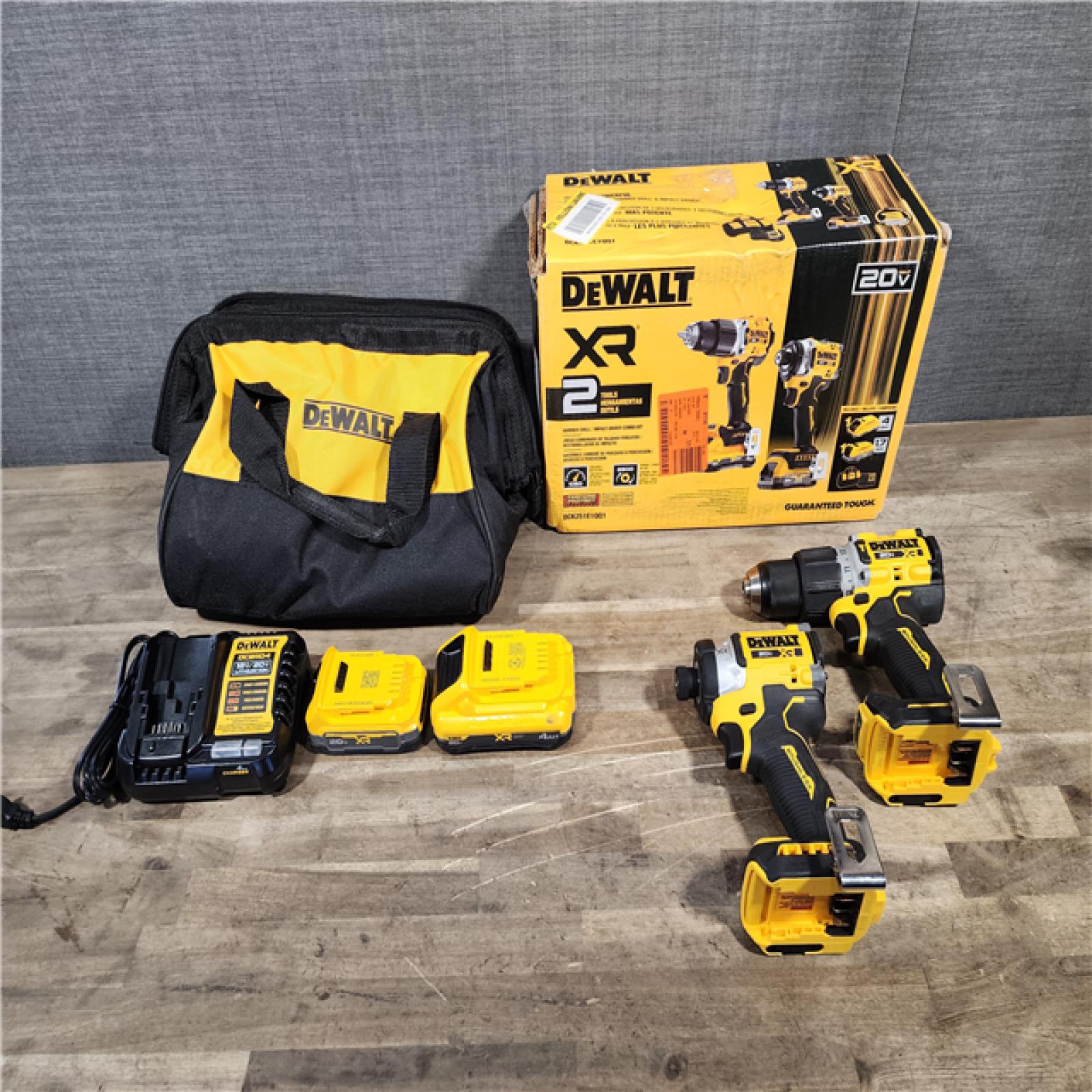 HOUSTON LOCATION - AS-IS DeWalt 20V XR Lithium-Ion Cordless 2-Tool Combo Kit with 4.0 Ah and 1.7 Ah Batteries and Charger