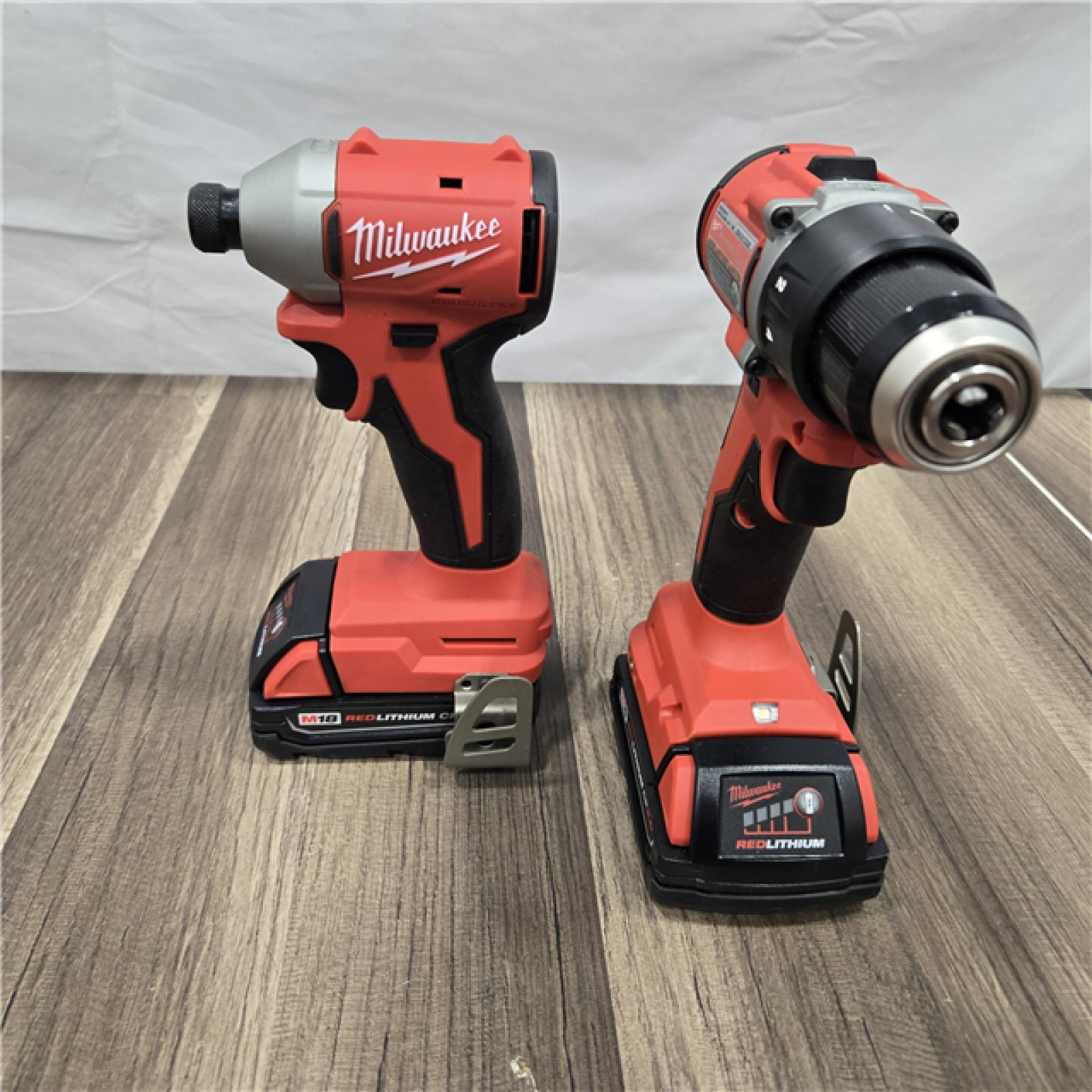GOOD Milwaukee M18 18V Lithium-Ion Brushless Cordless Compact Drill/Impact Combo Kit (2-Tool) W/(2) 2.0 Ah Batteries, Charger & Bag