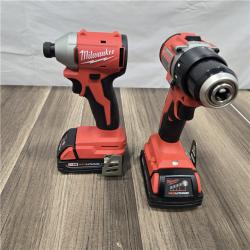 GOOD Milwaukee M18 18V Lithium-Ion Brushless Cordless Compact Drill/Impact Combo Kit (2-Tool) W/(2) 2.0 Ah Batteries, Charger & Bag