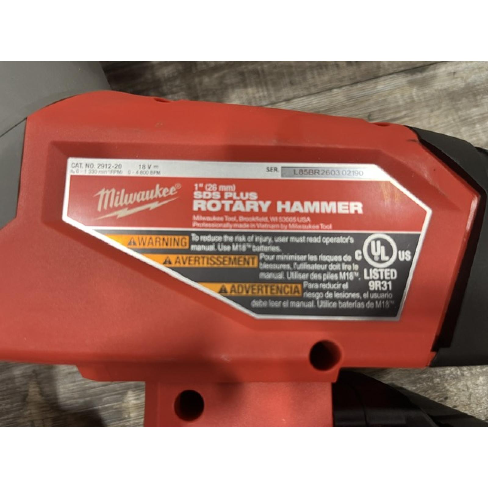 AS-IS Milwaukee  FUEL 18V Lithium-Ion Brushless Cordless 1 in. SDS-Plus Rotary Hammer (Tool-Only)