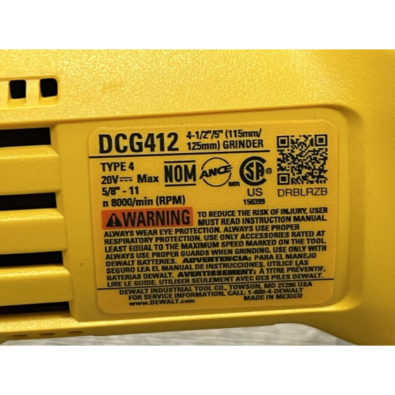 AS-IS DEWALT 20V MAX Cordless 4.5 in. - 5 in. Angle Grinder (Tool Only)