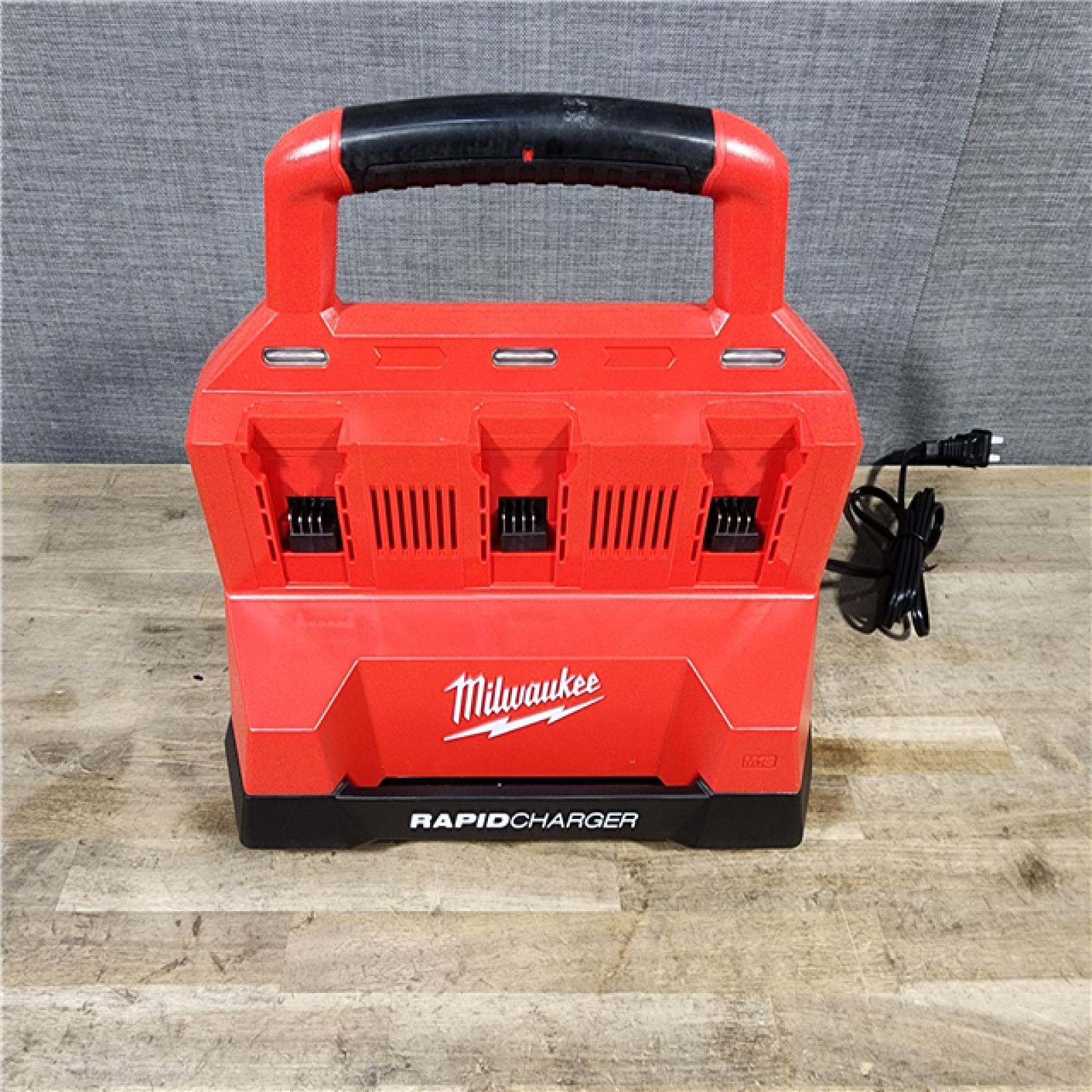 HOUSTON LOCATION - AS-IS Milwaukee M18 Packout Six Bay Rapid Charger W/ (1) HD12.0 FORGE BATTERY