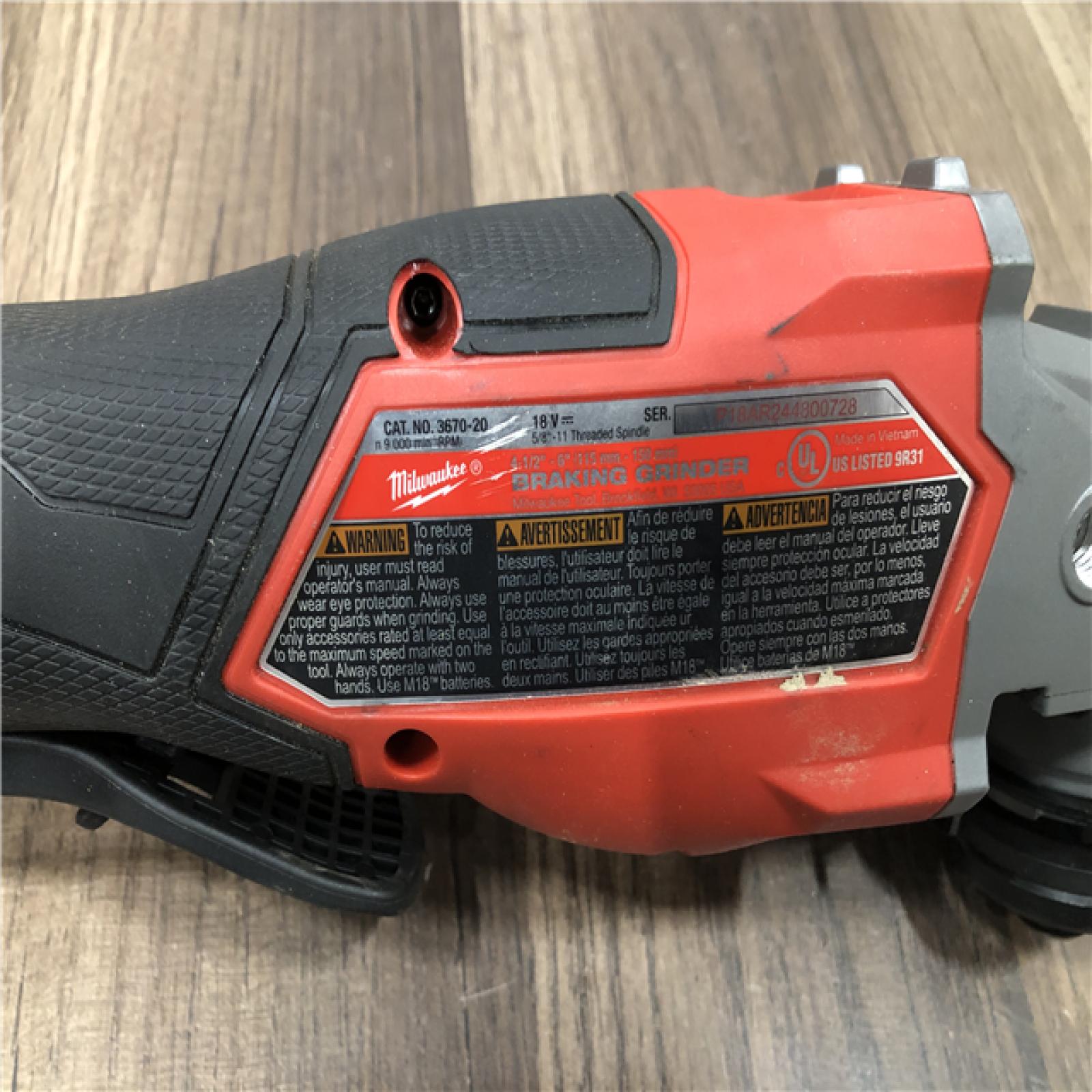 AS-IS Milwaukee FUEL 18-Volt Lithium-Ion Brushless Cordless 4-1/2 in./6 in. Braking Grinder with Paddle Switch (Tool-Only)