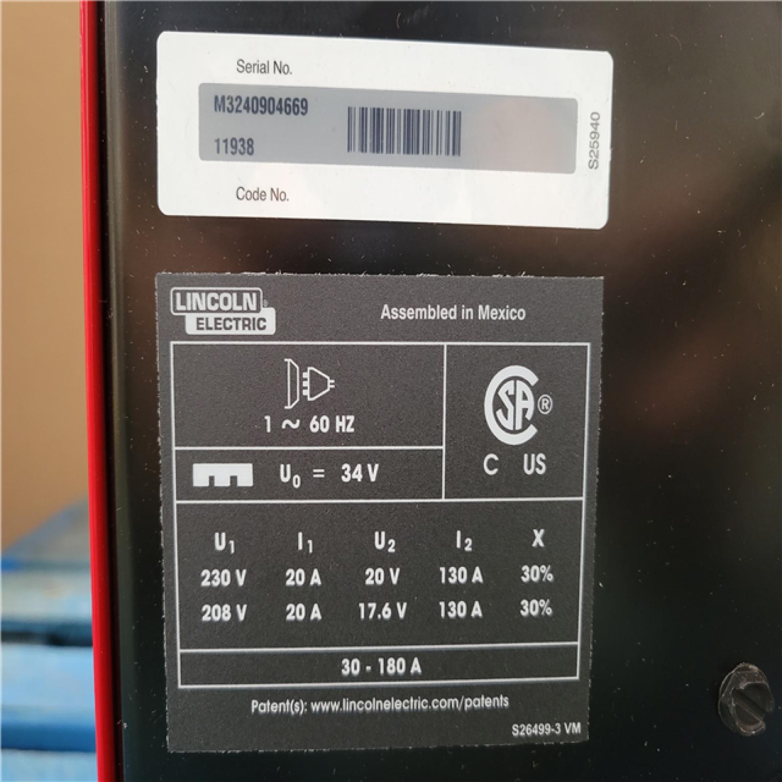 CALIFORNIA AS-IS LINCOLN ELECTRIC 180HD WIRE FEED WELDER