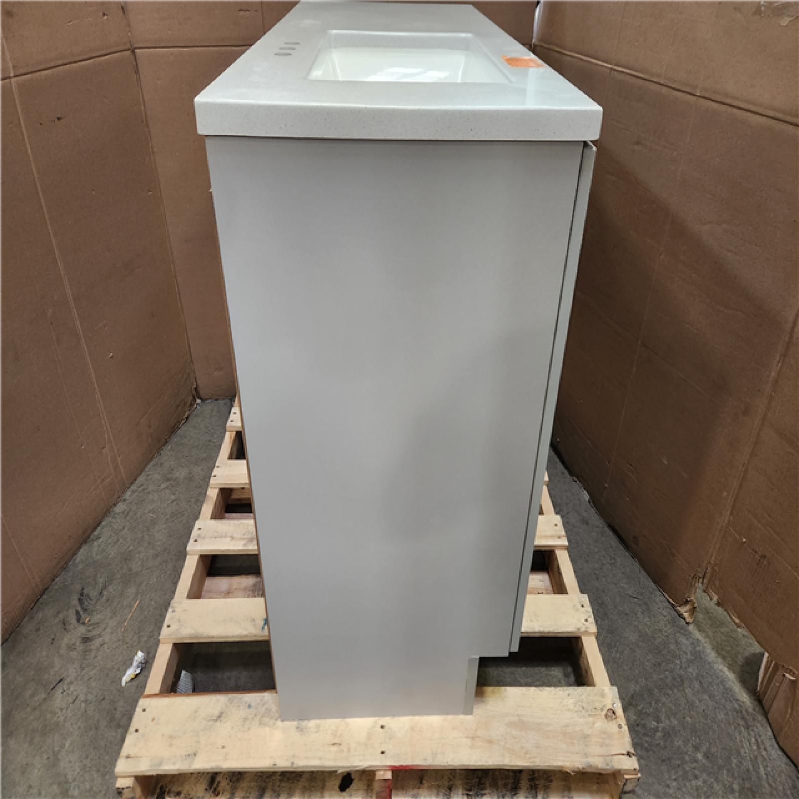 Phoenix LIKE NEW Glacier Bay Bannister 43 in. Single Sink Pearl Gray Freestanding Bath Vanity with Granite-Look Colorpoint White Cultured Marble Top