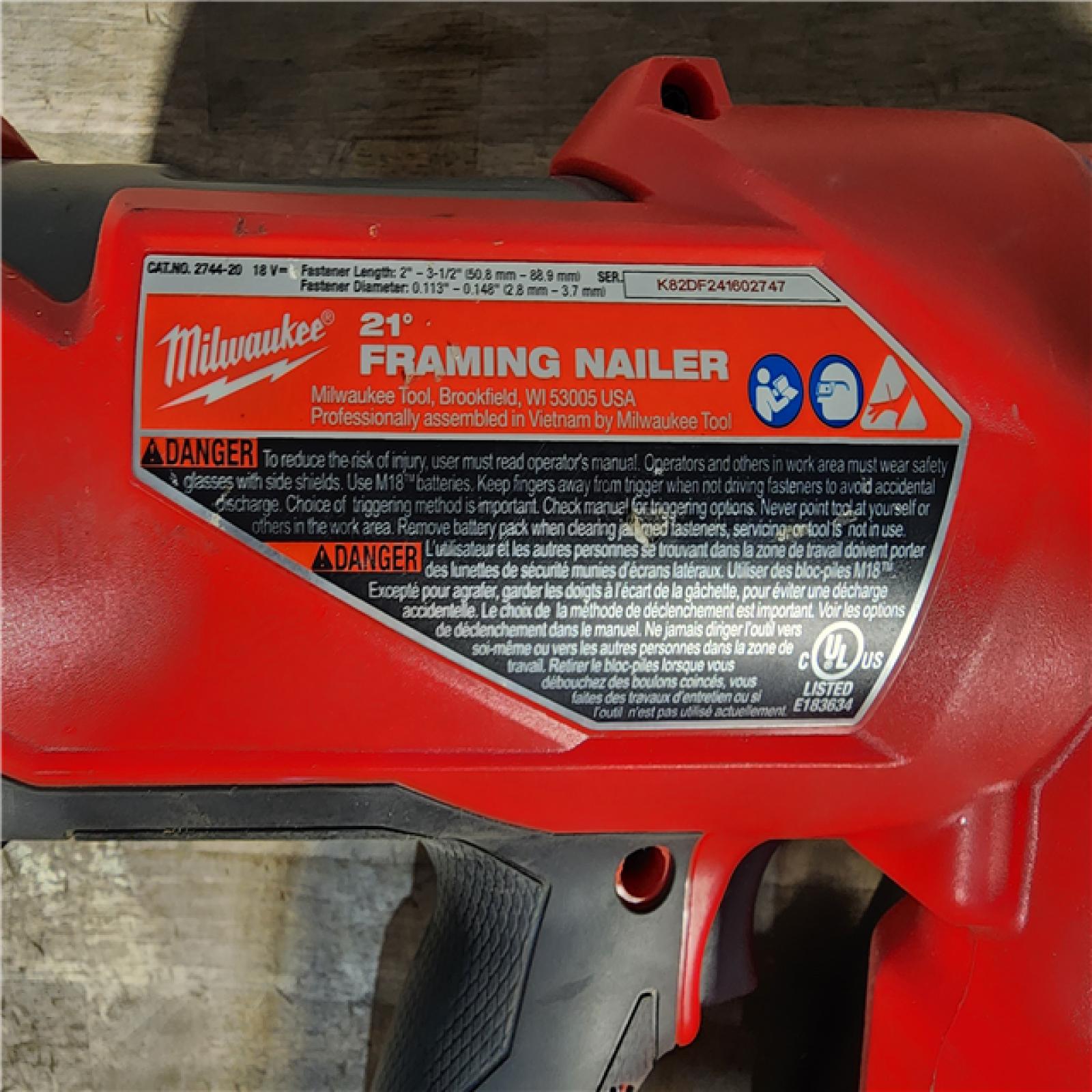 HOUSTON LOCATION - AS-IS Milwaukee 2744-20 M18 FUEL 3-1/2 in. 18V 21-Degree Lithium-Ion Brushless Cordless Framing Nailer (Tool-Only)