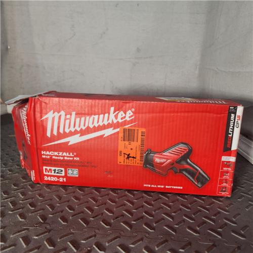 Houston Location AS IS - Milwaukee 2420-21 M12 Hackzall Cordless Reciprocating Saw Kit In Good Condition