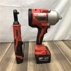 AS-IS Milwaukee 12/18V Lithium-Ion Cordless 3/8 in. Ratchet and 1/2 in. High Torque Impact Wrench with Friction Ring Combo Kit
