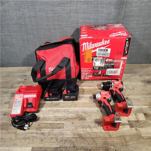 HOUSTON LOCATION - AS-IS M18 18-Volt Lithium-Ion Brushless Cordless Compact Hammer Drill/Impact Combo Kit (2-Tool) with (2) Batteries  Bag
