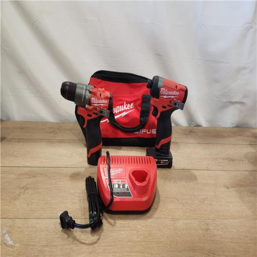 AS-IS- Milwaukee FUEL 12-Volt Lithium-Ion Brushless Cordless Hammer Drill and Impact Driver Combo Kit