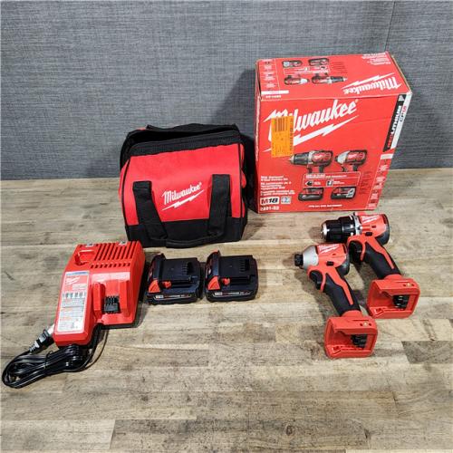 HOUSTON LOCATION - AS-IS Milwaukee 18V Cordless Brushed 2-Tool Drill/Driver and Impact Driver Kit