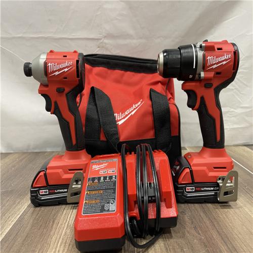 AS-IS Milwaukee M18 18V Lithium-Ion Brushless Cordless Compact Drill/Impact Combo Kit