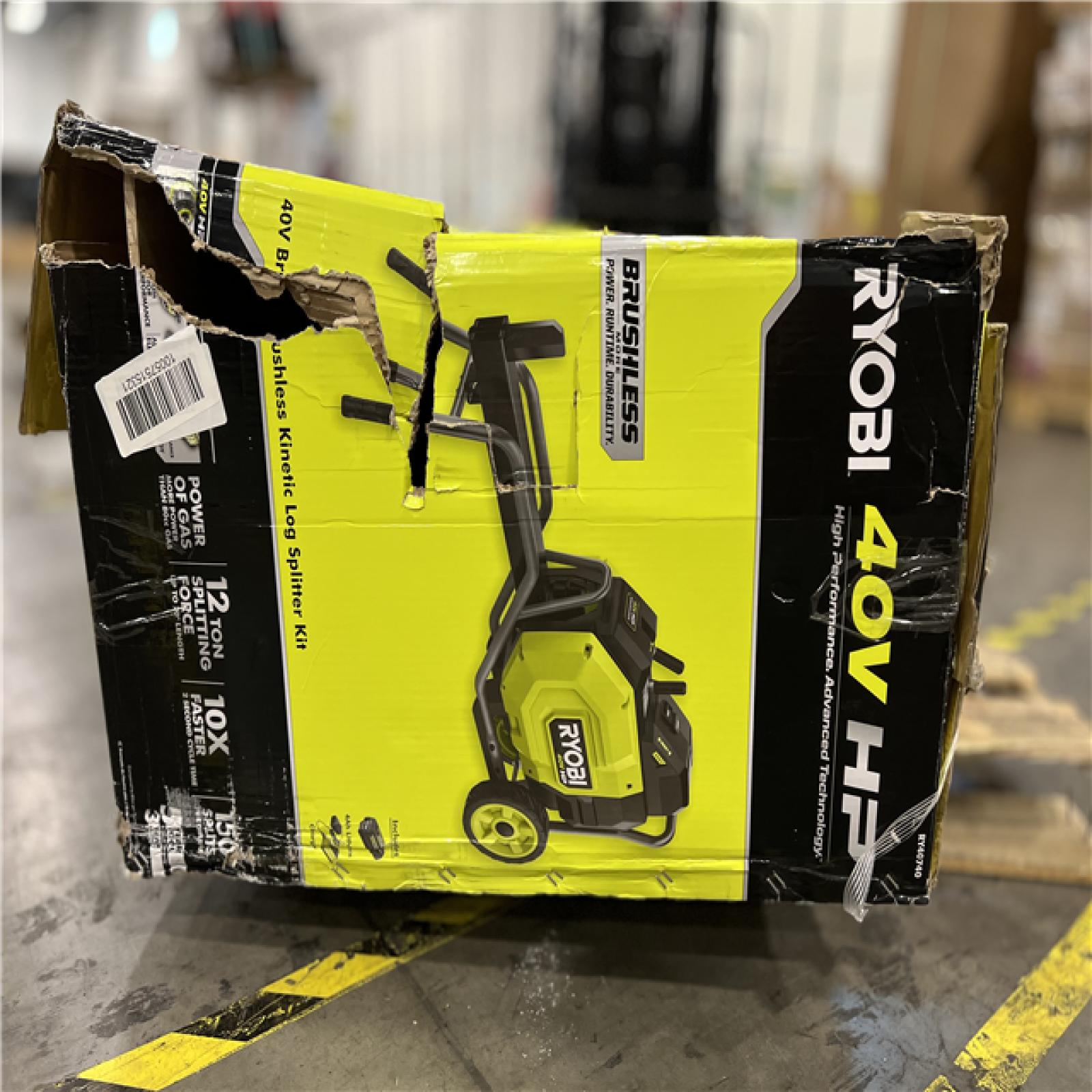 DALLAS LOCATION - RYOBI 40V HP Brushless 12-Ton Kinetic Battery Electric Log Splitter Kit - 4.0Ah Battery and Charger Included
