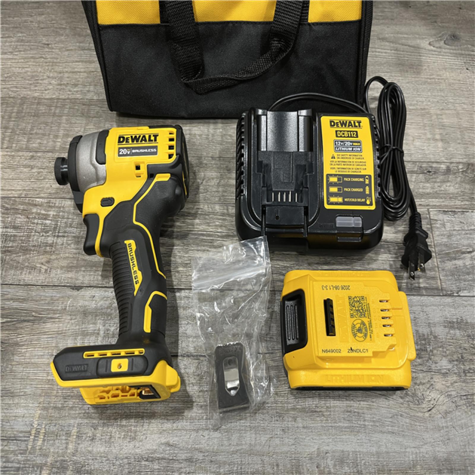 AS-IS DEWALT Atomic 20V Max Lithium-Ion Brushless Cordless Compact 1/4 in. Impact Driver Kit