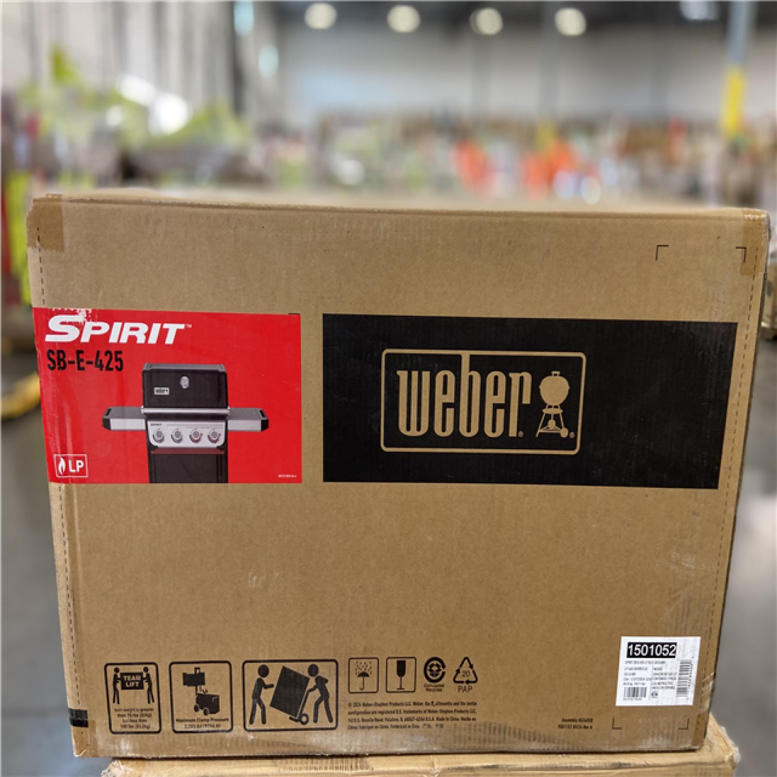 DALLAS LOCATION - Weber Spirit SB-E-425 4-Burner Liquid Propane Gas Grill in Black with Sear Zone and Weber Works Compatibility