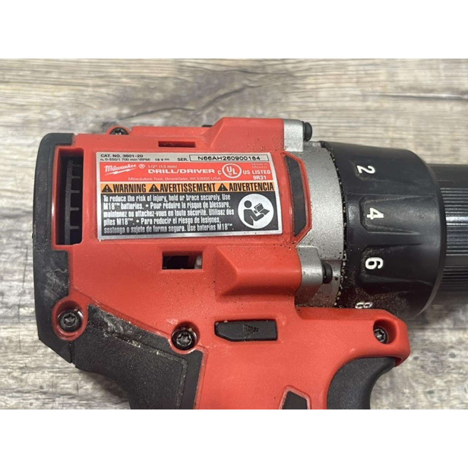 AS-IS Milwaukee 18V Lithium-Ion Brushless Cordless 1/2 in. Compact Drill/Driver with kit