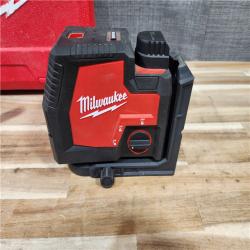 HOUSTON LOCATION - AS-IS (APPEARS LIKE NEW) Milwaukee Green 100 ft. Cross Line and Plumb Points Rechargeable Laser Level Kit