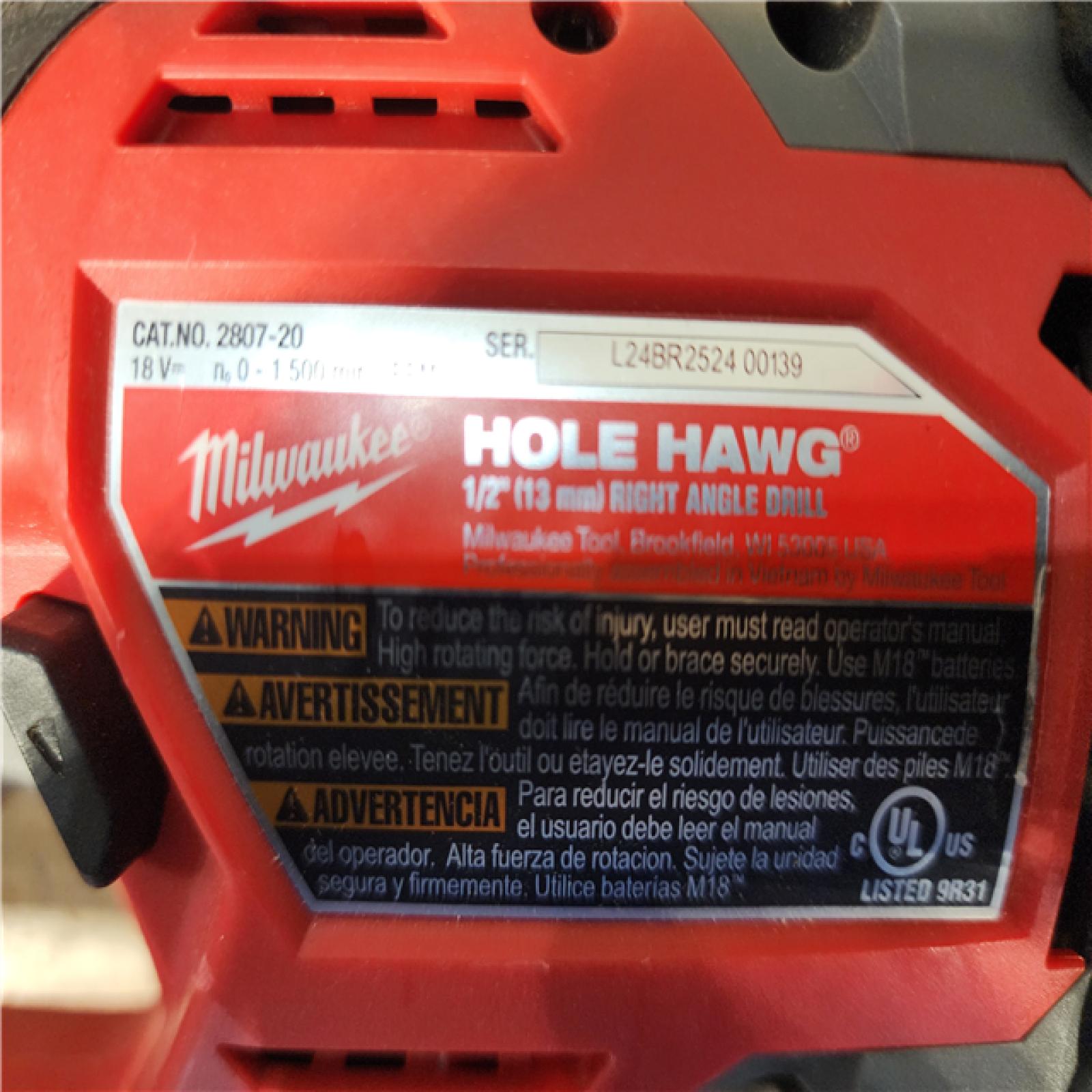 HOUSTON LOCATION - AS-IS Milwaukee FUEL GEN II 18V Lithium-Ion Brushless Cordless 1/2 in. Hole Hawg Right Angle Drill (Tool-Only)