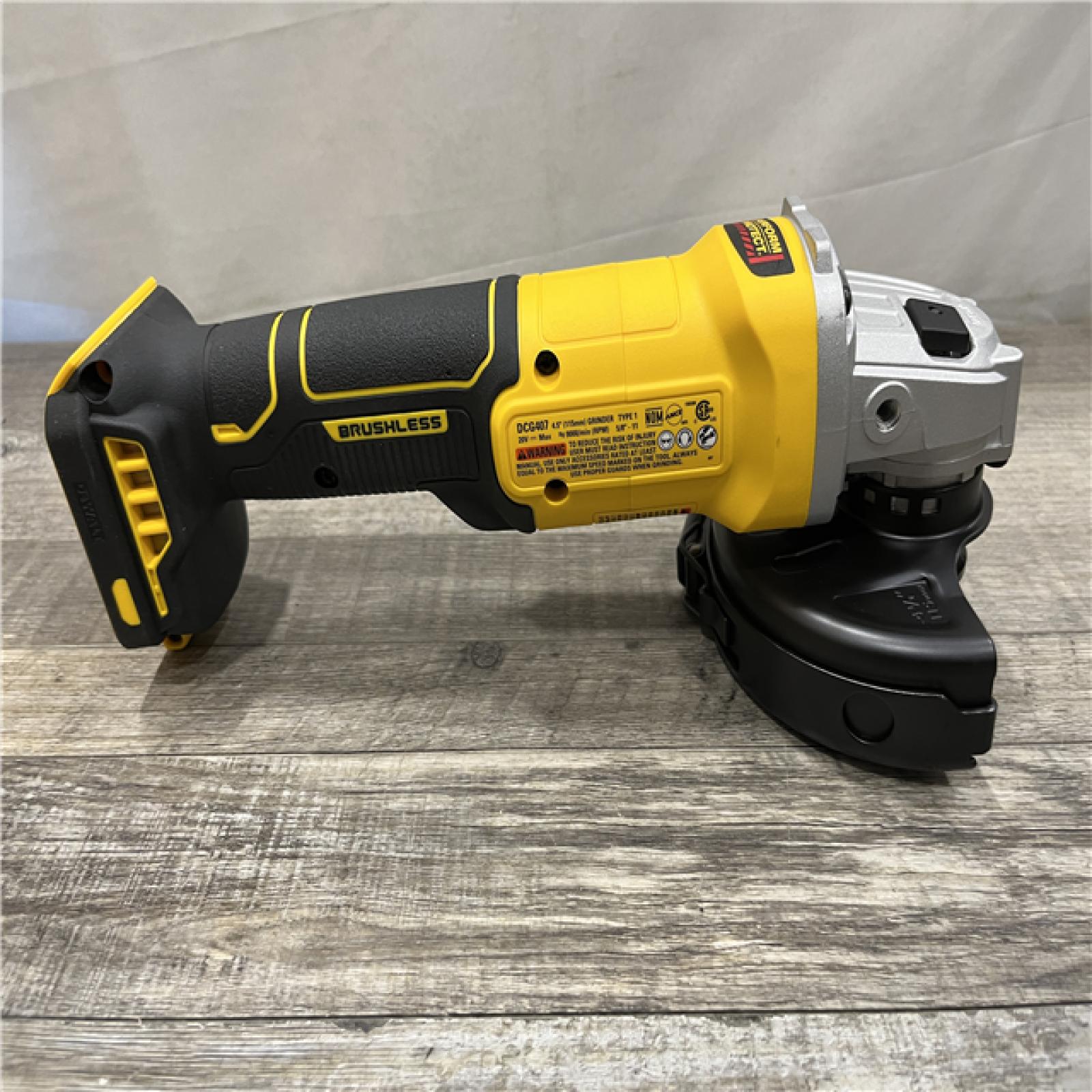 AS-IS DEWALT 20-Volt MAX Cordless Brushless 4-1/2 in. Angle Grinder with Slide Switch (Tool Only)