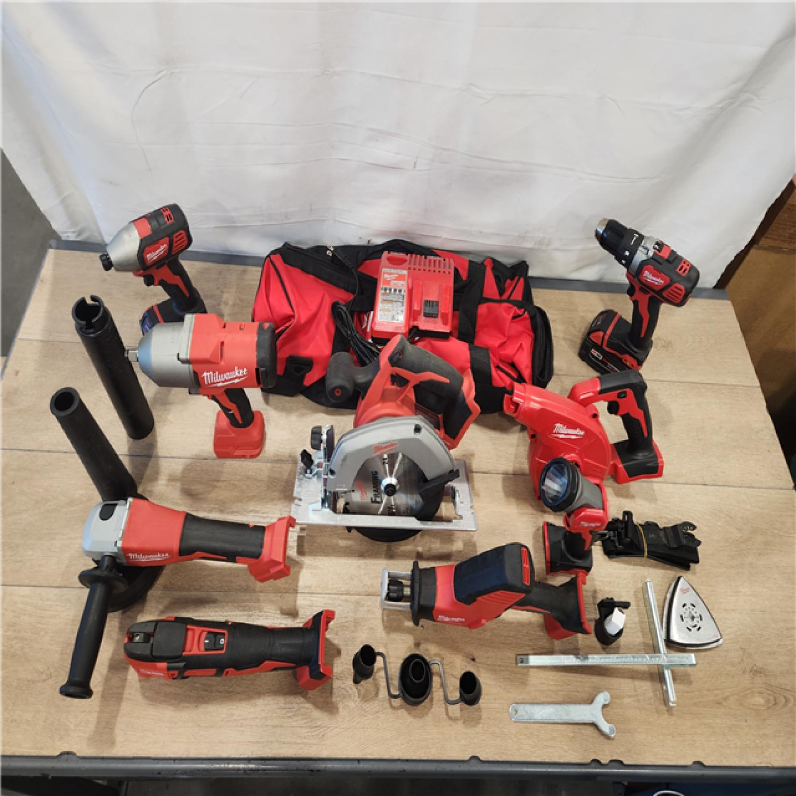 AS-IS- M18 18-Volt Lithium-Ion Cordless Combo Kit 9-Tool with 2-Batteries  Charger and Tool Bag