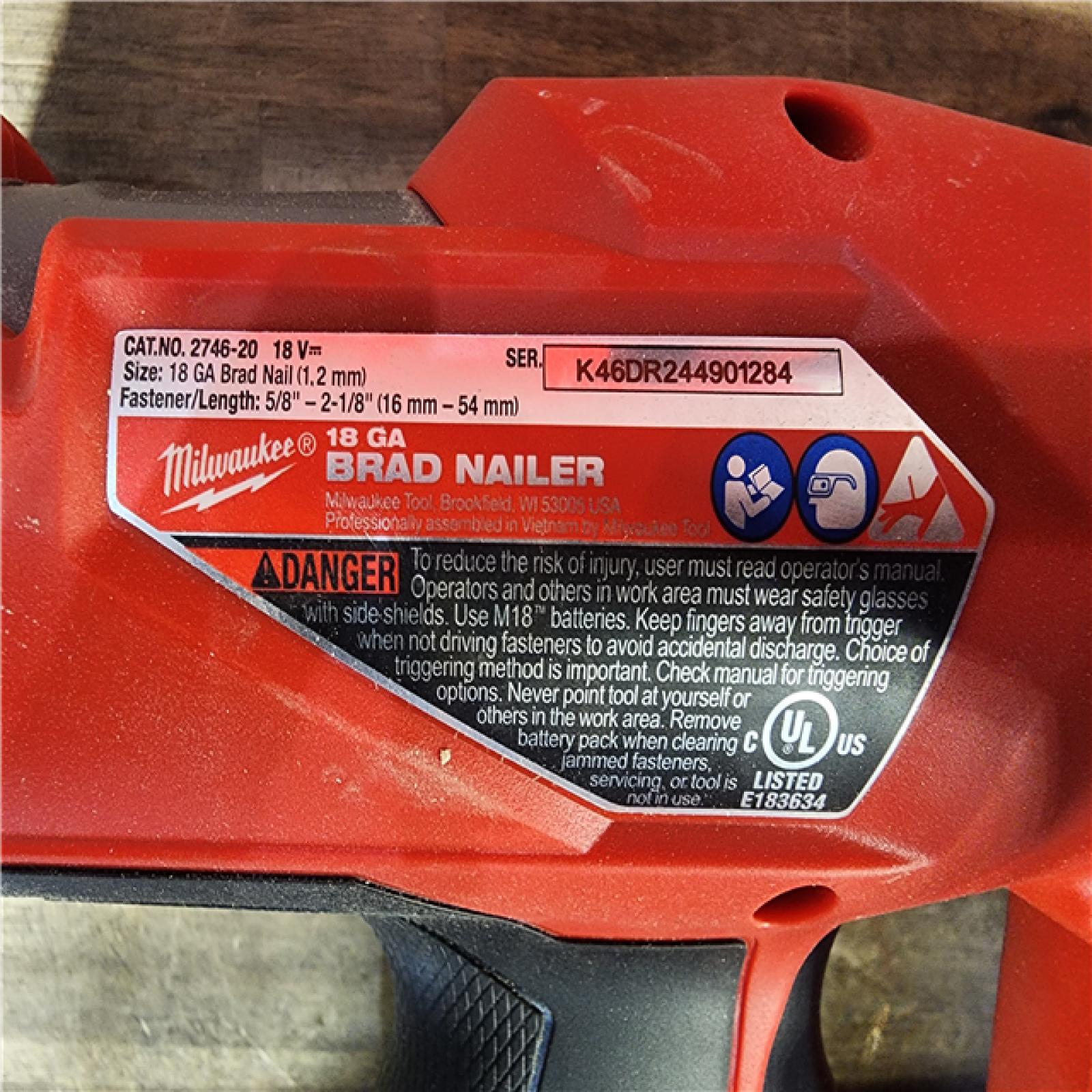 HOUSTON LOCATION - AS-IS Milwaukee M18 Fuel 18V Brushless 18-Gauge Brad Nailer 2746-20 (Bare Tool)