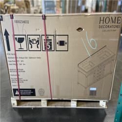 DALLAS LOCATION - Home Decorators Collection Aberdeen 60 in. Double Sink Antique Oak Bath Vanity with Carrara Marble Top (Assembled)